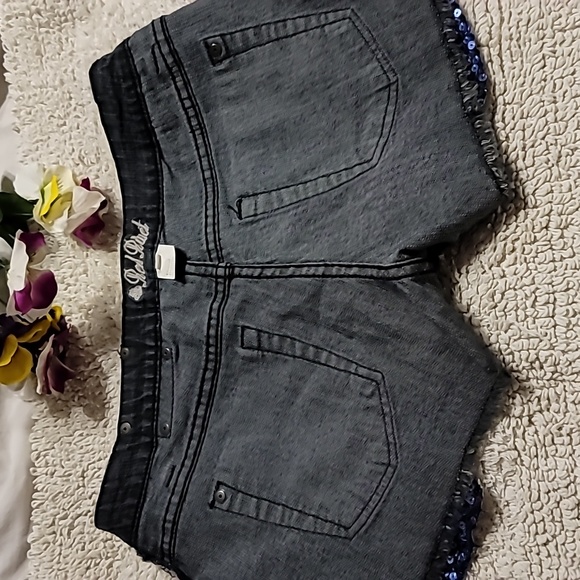 Y2K low waisted Micro Short SEQUIN pocket detail low waisted vintage retro cut - Picture 6 of 11